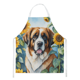 Saint Bernard in Sunflowers Apron