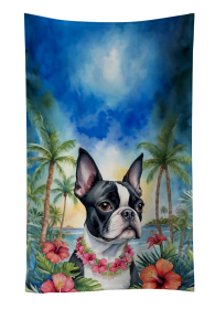 Boston Terrier 2 Luau Kitchen Towel