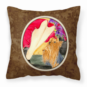 Yorkshire Terrier Portrait/Landscape Painting Fabric Decorative Pillow