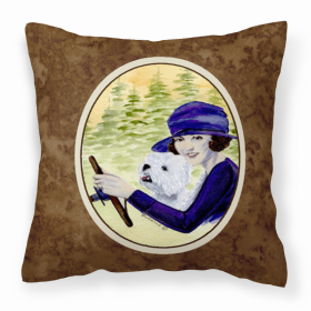 West Highland White Terrier Portrait/Landscape Painting Fabric Decorative Pillow