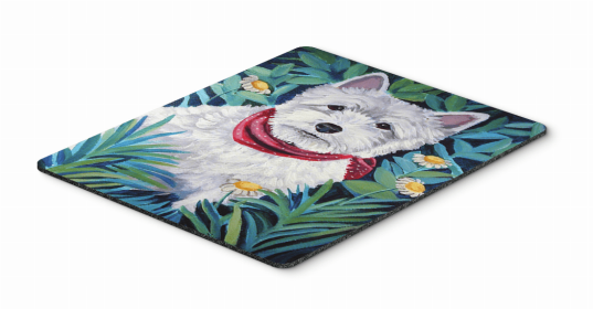 West Highland White Terrier with Red Scarf Dog Art Hot Pad or Trivet