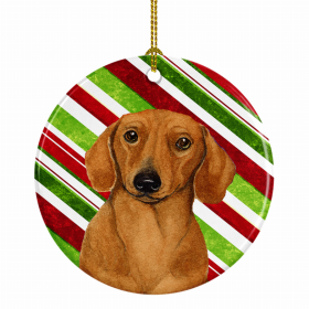 Dachshund Christmas Candy Ceramic Ornament