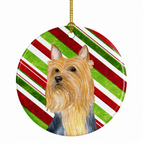 Silky Terrier Christmas Candy Ceramic Ornament