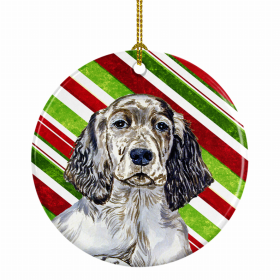 English Setter Christmas Candy Ceramic Ornament