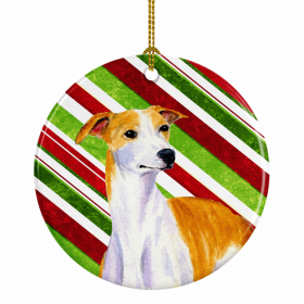 Whippet Christmas Candy Ceramic Ornament