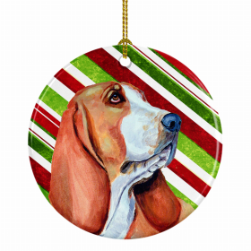 Basset Hound #3 Christmas Candy Ceramic Ornament