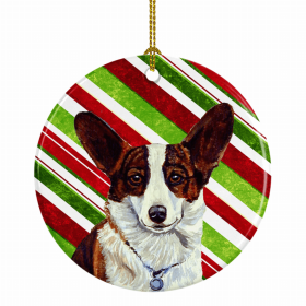 Corgi Christmas Candy Ceramic Ornament