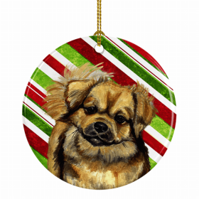 Tibetan Spaniel Christmas Candy Ceramic Ornament