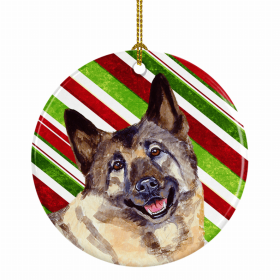 Norwegian Elkhound Christmas Candy Ceramic Ornament