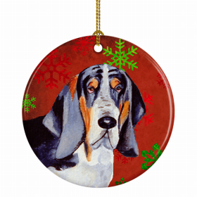 Basset Hound Christmas Snowflakes Ornament