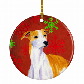 Whippet Christmas Snowflakes Ornament