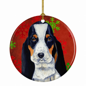 Basset Hound #2 Christmas Snowflakes Ornament