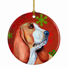 Basset Hound #3 Christmas Snowflakes Ornament