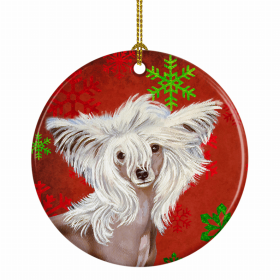 Chinese Crested Christmas Snowflakes Ornament