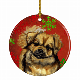 Tibetan Spaniel Christmas Snowflakes Ornament