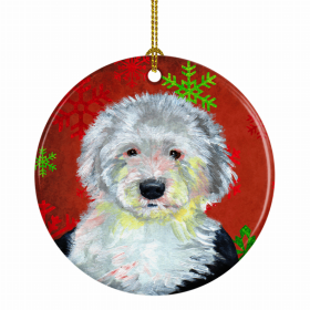 Old English Sheepdog Christmas Snowflakes Ornament