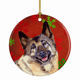 Norwegian Elkhound Christmas Snowflakes Ornament