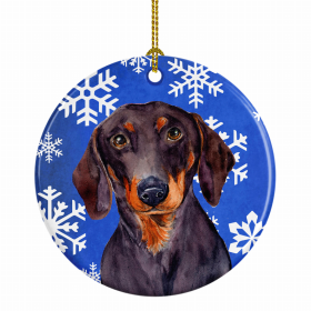 Dachshund #2 Winter Snowflakes Ornament