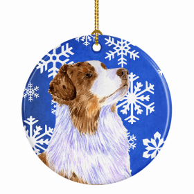 Australian Shepherd Winter Snowflakes Ornament