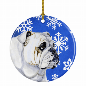 Bulldog - English Winter Snowflakes Ornament