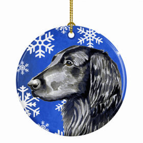 Flat-Coated Retriever Winter Snowflakes Ornament