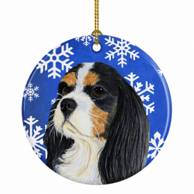 Cavalier King Charles Spaniel Winter Snowflakes Ornament