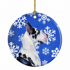 Great Dane #3 Winter Snowflakes Ornament