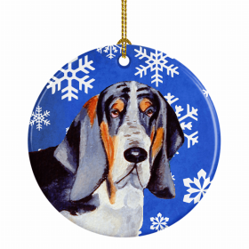 Basset Hound Winter Snowflakes Ornament