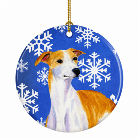 Whippet Winter Snowflakes Ornament