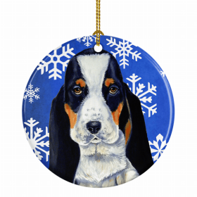 Basset Hound #2 Winter Snowflakes Ornament