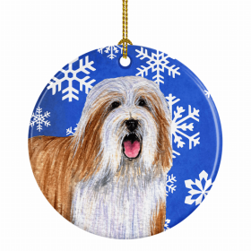 Bearded Collie Winter Snowflakes Ornament