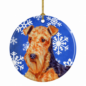 Airedale Terrier Winter Snowflakes Ornament