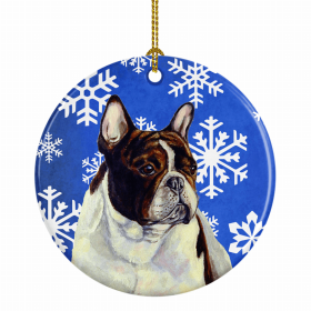 French Bulldog Winter Snowflakes Ornament