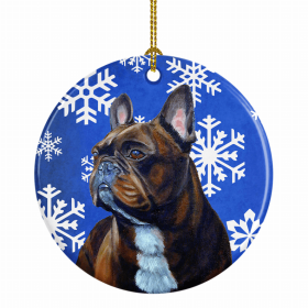 French Bulldog #2 Winter Snowflakes Ornament