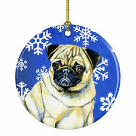 Pug Winter Snowflakes Ornament