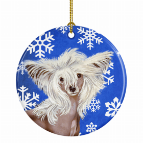 Chinese Crested Winter Snowflakes Ornament