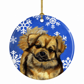 Tibetan Spaniel Winter Snowflakes Ornament