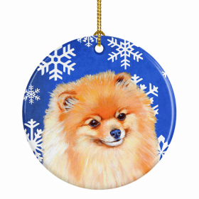 Pomeranian Winter Snowflakes Ornament