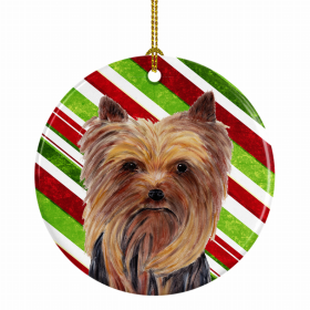 Yorkshire Terrier Christmas Candy Ceramic Ornament