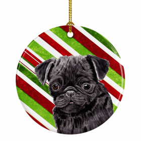 Pug #2 Christmas Candy Ceramic Ornament