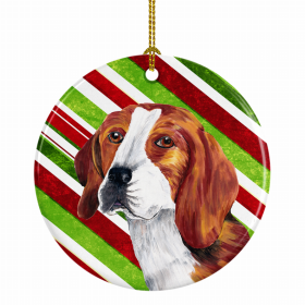 Beagle Christmas Candy Ceramic Ornament