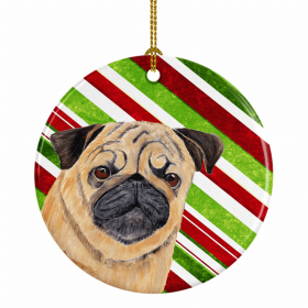 Pug #3 Christmas Candy Ceramic Ornament