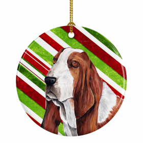 Basset Hound #4 Christmas Candy Ceramic Ornament