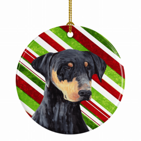 Doberman Pinscher Christmas Candy Ceramic Ornament