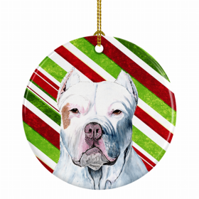 Pit Bull Terrier Christmas Candy Ceramic Ornament