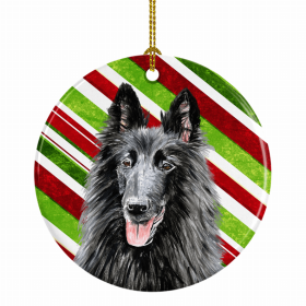 Belgian Sheepdog Christmas Candy Ceramic Ornament