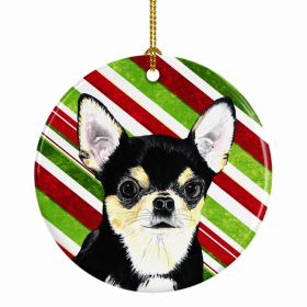 Chihuahua Christmas Candy Ceramic Ornament