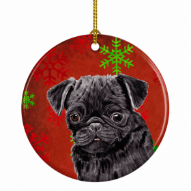 Pug #2 Christmas Snowflakes Ornament