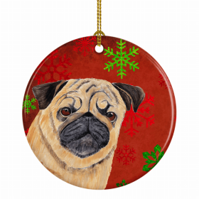 Pug #3 Christmas Snowflakes Ornament