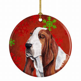 Basset Hound #4 Christmas Snowflakes Ornament